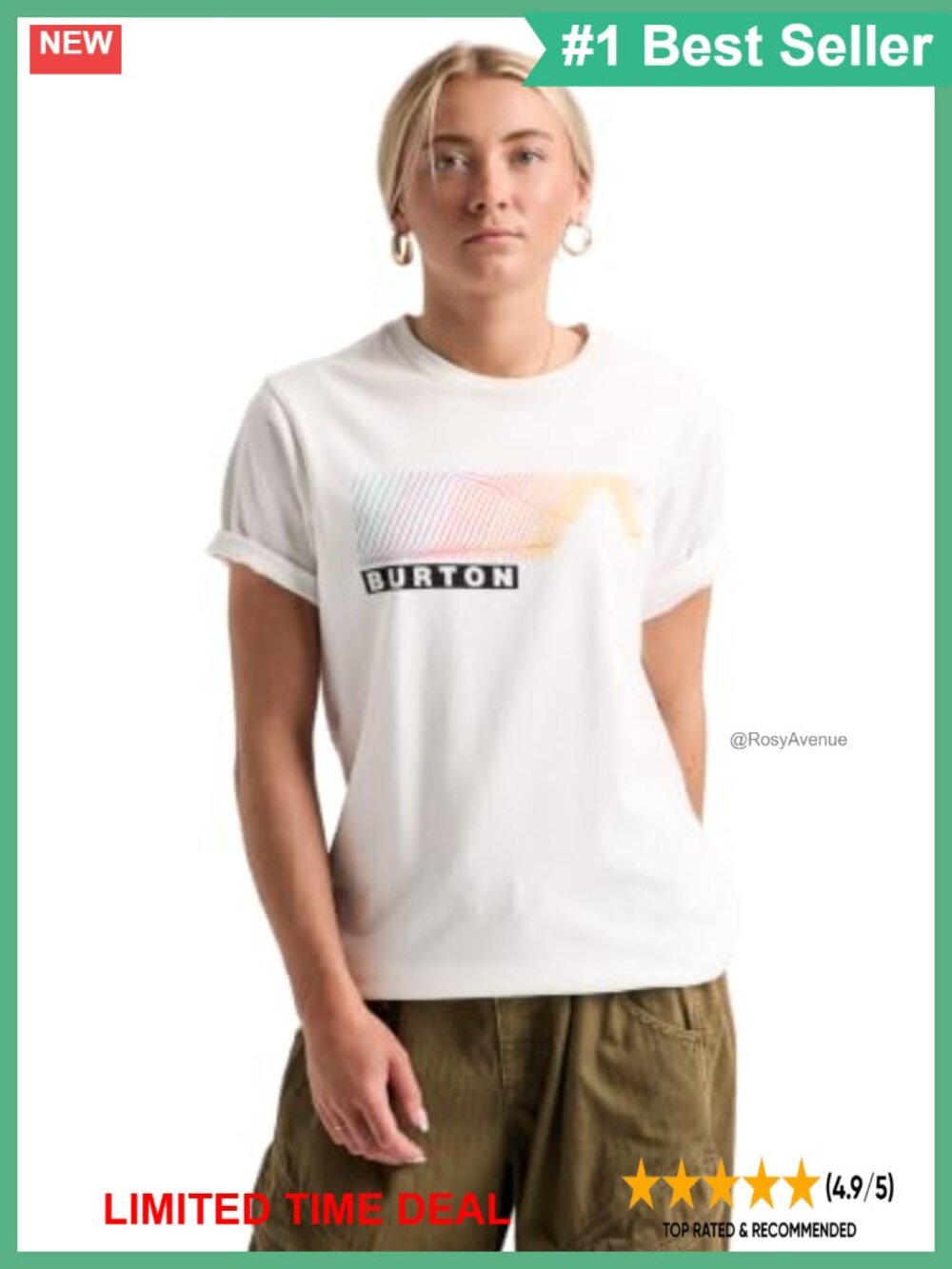 Burton Elmore Sleeve T-Shirt 100% Cotton Crew Neck Boxy Fit